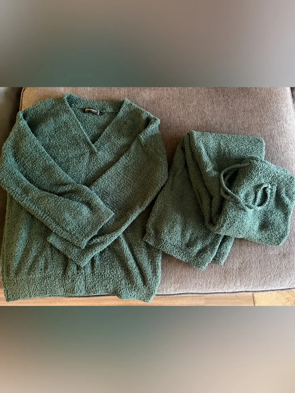 Plush Hunter Green V neck Pajama Set